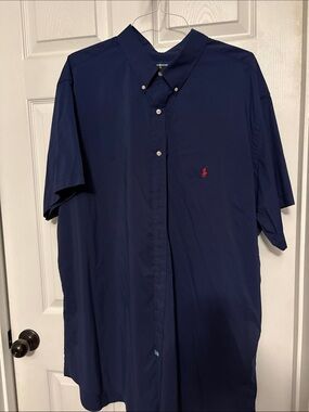 Polo by Ralph Lauren Navy Short-Sleeve Button-Down with Red Pony